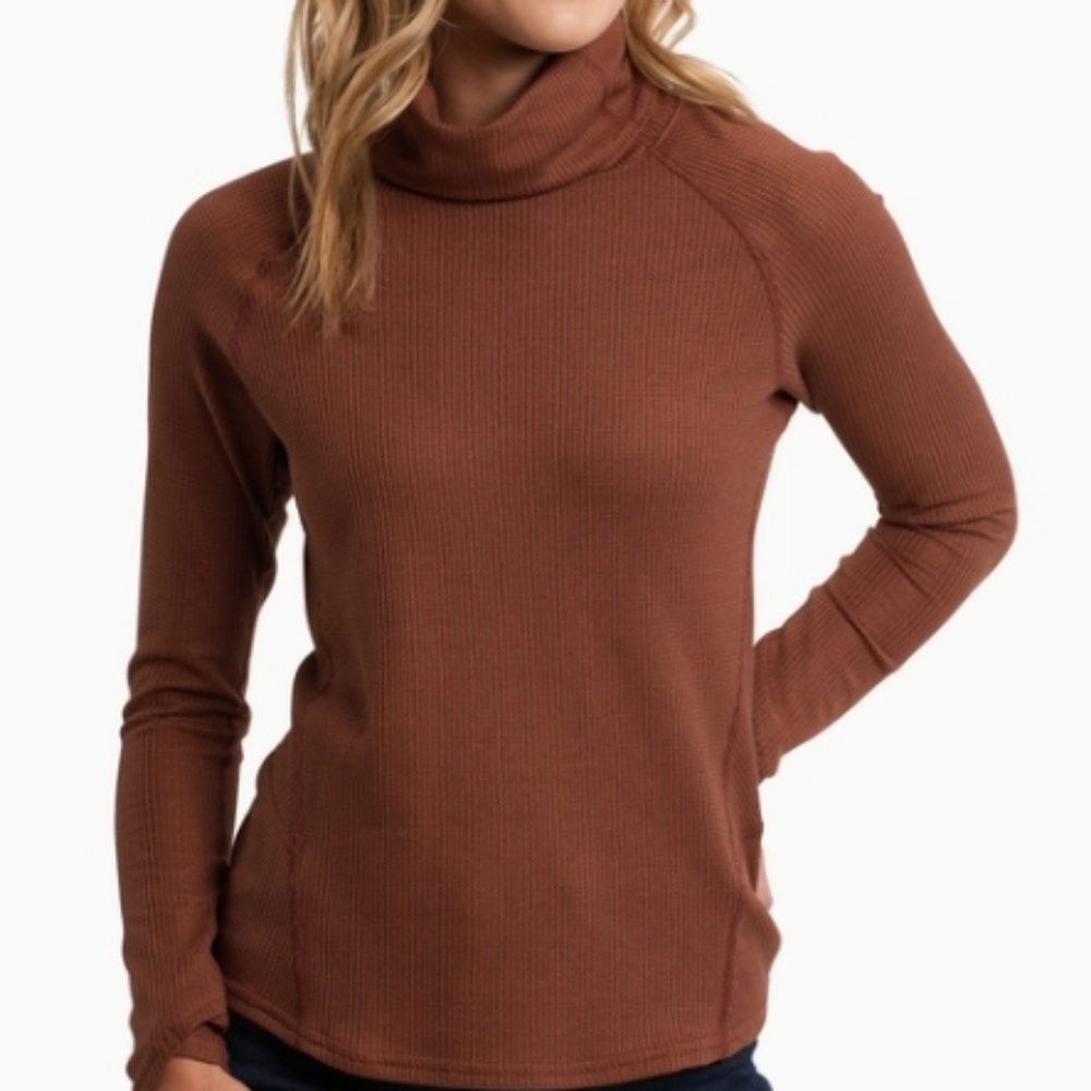 Kuhl Petra Turtleneck Waffle Fabric Mocha Size S